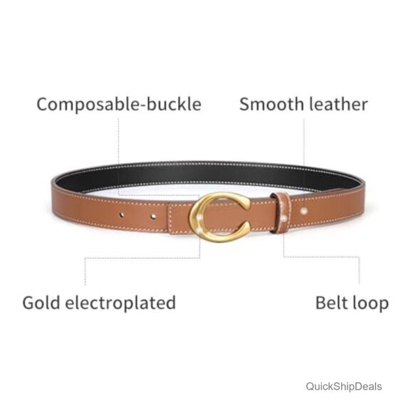 Reversible Leather Belt with Gold Plated Buckle for Women main image 5